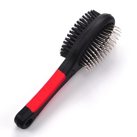 AL-FAHMI Pet Grooming Brush Cat Dog Double Sided Comb For Long Short Hair Removal Comb Plastic & Wooden Comb 2 in 1 Pin & Soft Bristle (Plastic Brush)
