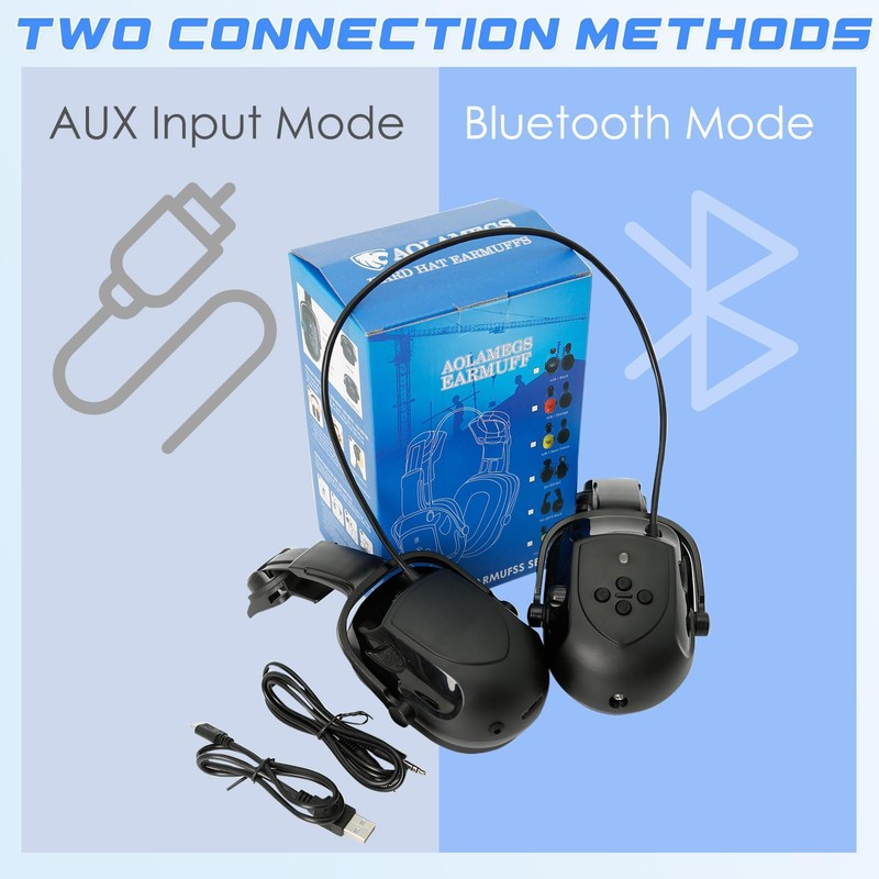 Aolamegs - Orejeras duras con Bluetooth - NRR 26db con