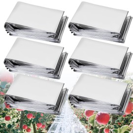 RAINFOLW 6 PCS Reflective Mylar Film - Mylar Blankets for Garden Greenhouse Plant Growth Tent Keep Warm Lightweight Foldable for Camping Emergency Survival First Aid High Reflectivity Light 83x63in