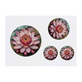 4 x 'Water Lily' Temporary Tattoos - Water Resistant, Skin-Safe, Non-Toxic Transfers, Mixed Sizes (TO00082936)