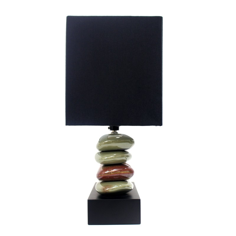 Elegant Designs LT1036-BLK Rectangular Dual Stacked Stone Ceramic Table Lamp,