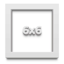 6x6 White Shadow Box Frame - Shadow Box Frame Interior Size 6x6 by 1 Inches Deep - This White Frame is Made to Display Items Up to 1 Inches Deep! Includes Shatter Resistant Acrylic, Backing, Hardware