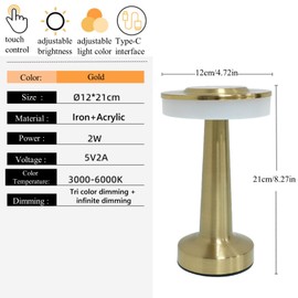 CiCixixi 4 Pcs Portable Cordless Table Lamp with Touch Sensor Portable LED Desk Lamp 3 Color Stepless Dimming Rechargeable Battery Night Light for Kids Nursery, Nightstand Lamp, Bedside Lamp