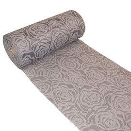 Dekoflor Table Runner, Table Decoration, Unique Rose Design (Waterproof, Lotus Effect, Velvet Surface, 5 m Roll, 30 cm Width, 100% Nylon), Grey