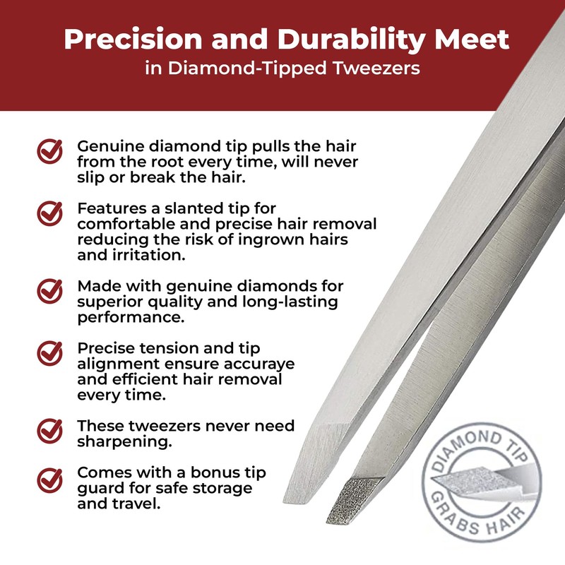 WBT Diamond Tip Slant Precision Tweezer for Eyebrow & Ingrown