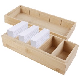BAIFULAI A8 Wooden Index Card Boxes, 20 x 8 x 6 cm, Flashcard Box, Vocabulary Index Cards Wood with Lid, Index Card Box, Wooden Box for Office