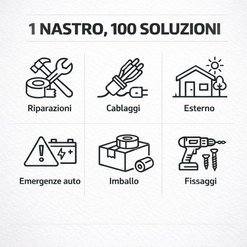 NIPA IT Nastro Americano Telato Nero, 50mm x 25 metri,