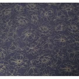 Quilting Treasures Nuance BTY Studio 8 Quilting Treasures Gold Metallic Floral Dark Brownish Gray