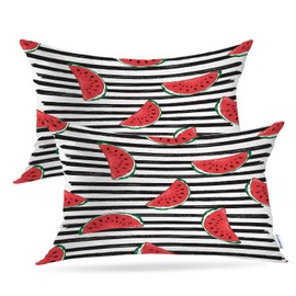 Batmerry Summer Red Green Decorative Pillow Covers, Colorful Fruits Delicious and Decorative Double Sided Throw Pillow Covers Sofa Cushion Cover Lumbar 12 x 20 Inches(Set of 2)