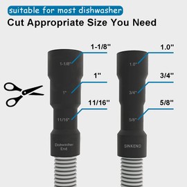 Universal Dishwasher Drain Hose - 12 Ft Discharge Hose - Corrugated and Flexible Dishwasher Hose Drain Replacement with Clamp