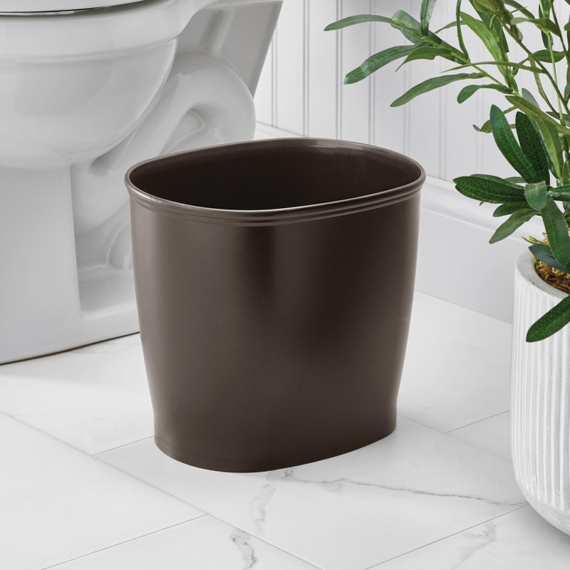 iDesign Slim Plastic Bathroom Trash Can, Small Garbage Bin for