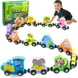 Montessori Wooden Magnetic Train Toys for Toddlers 1 2 3 4 Year Old Boys & Girls Educational Toddler Toys for Kids Learning & Development Toys Gift for 1+ Year Old