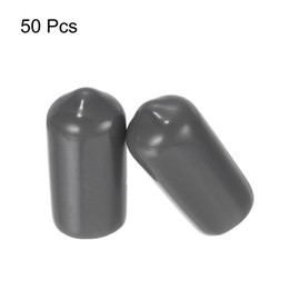 sourcing map 50pcs Rubber End Caps 8mm ID Vinyl PVC Round Tube Bolt Cap Cover Screw Thread Protectors Dark Grey