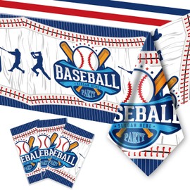 Heidaman Baseball Tablecloth，Baseball Party Decorations，Baseball Birthday Decorations，A Set of 3 Pieces Baseball Tablecloth