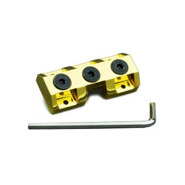 Guyker Locking Clamp for Guitar, Behind the Nut, with Screws, Pure Brass Headless Guitar Bridge String Lock CNC Machined 6 String Electric Guitar Replacement Part, XS001 Gold