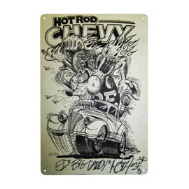 Rat Fink Tin Sign Metal Decor Metal Sign Wall Metal Tin Sign Rat Fink Tin Sign Metal Signs Vintage Modified Car Culture Poster For Garage (Bdanmiji4)