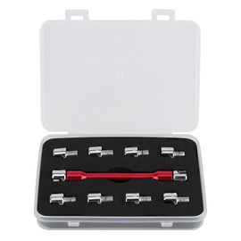 Qiilu - Juego de llaves CNC para radios para motocicleta, viene con caja de 5.0 a 6.8 pulgadas de longitud, 93 mm para la mayoría de motocicletas (rojo)