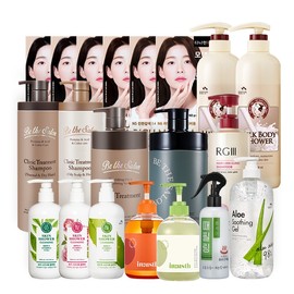 B. The Salon Clinic Treatment 2 x 1L (Hair & Body) - 3 Inus Watery Body Serums / 비더살롱 크리닉 트리트먼트 1L 2개 외(헤어바디) - 인어스워터리바디세럼3개