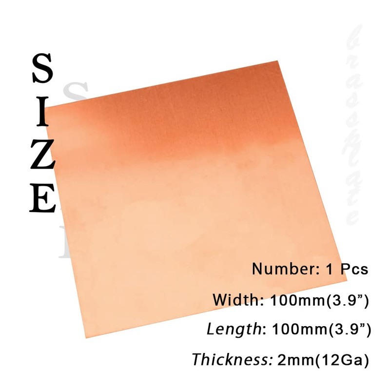 Tynulox 12 Gauge 99.9% Pure Copper Sheet, 1 Pcs (0.08"