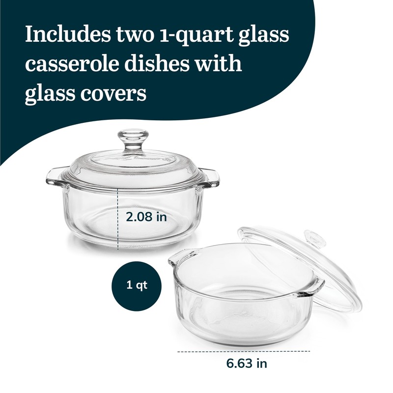 Libbey Baker's Basics 2 Piece Glass Dishes with Lids -