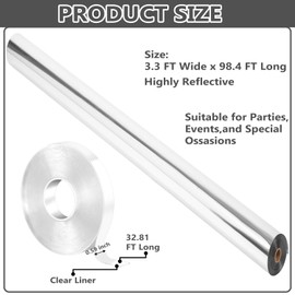 Tinideya 3.3 x 98.4 ft Aisle Runner for Wedding Ceremony Double Sided Reflective Carpet Mirror Aisle Runner for Wedding Walkway Runner Rug Roll for Outdoor Birthday Graduation Party Decor (Silver)