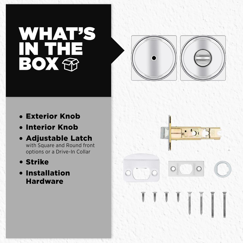 Kwikset Maven Interior Privacy Door Knob with Lock, Square Door