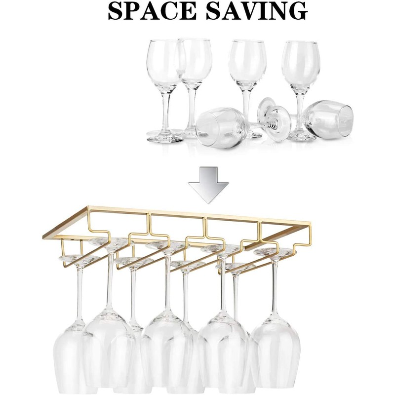 FOMANSH Wine Glass Rack - Under Cabinet Stemware Wine Glass