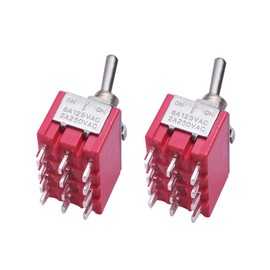 mxuteuk 2pcs Mini Miniature Toggle Switch 12 Terminal 3 Position 4PDT Car Dashboard Dashboard On/Off 5A 125V 2A 250V MTS-403