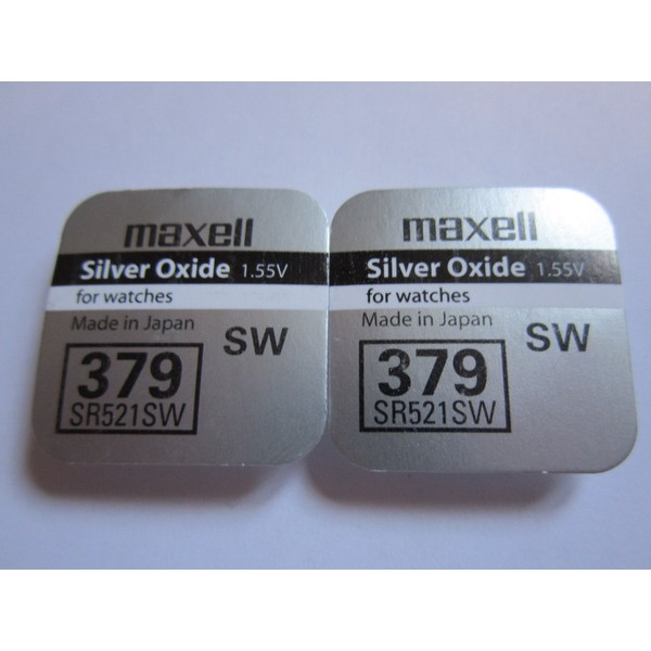 2 x MAXELL SR521SW 379 SR521 SW 1.55v Silver Oxide Button Cell Watch Battery - Official Genuine Maxell