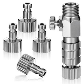 Airbrush Quick Release Coupling Adapter Kit, Airbrush Quick Disconnect Coupler Release Fitting & Plug with 4 1/8 Inch Female Connectors and Male Adapters with Adjustable Control Valve