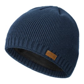 Wmcaps Winter Beanie for Men Women, Fleece Lined Knit Hat Warm Soft Stocking Cap for Cold Weather Outdoor Navy Blue