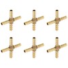 QUARKZMAN Pack of 6 Brass 4-Way Pipe Fittings, 1/4 Inch