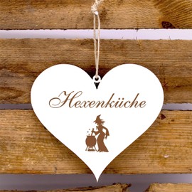 Engraved Heart Sign - Witch Kitchen Chef Welcome - Decorative Door Sign 13 x 12 cm