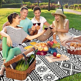 Supfitness Extra Large Picnic Blankets Waterproof Foldable (80 "x 80") Beach Blanket Waterproof Sandproof,3-Layer Thicking Mat Outdoor Packable Camping Blanket(Bohemian)