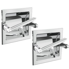 WZKALY Toilet Paper Holder 2 Pack, Recessed Pivoting Toilet Paper Holder Wall Mount Stainless Steel for Large Rolls in Bathroom (Chrome)