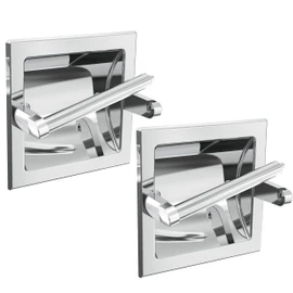 WZKALY Toilet Paper Holder 2 Pack, Recessed Pivoting Toilet Paper Holder Wall Mount Stainless Steel for Large Rolls in Bathroom (Chrome)