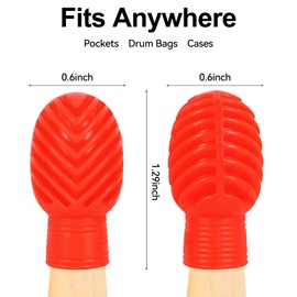 6 Pack Drumstick Dampeners for Silent Practice Drums Silicone Drumstick Tips Replace Your Drum Practice Pads & Protect Drumsticks Reduce the Noise of the Drumsticks Hitting the Drum Surface（Red）