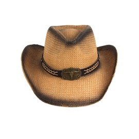 Felcia Cowgirl Hats for Women Men Retro Classic Cowgirl Hats Wide Brim Straw Hats with Chin Strap (B-Khaki, ONE Size)