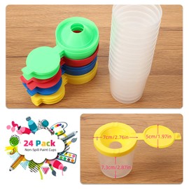 Zonon 24 Pcs 6 oz Paint Cups Non-spill Paint Cups with Flip Open Lids Set Art Supply for School, Classroom, Artist Studio, Assorted Colors(Red, Yellow, Blue, Green)