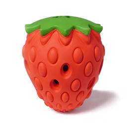 Petinstinct Dog Puzzle Toy, Interactive Dog Treat Dispenser, Soft Rubber Dog Toys for Aggressive Chewers, Dog Enrichment Toys for Teething, Strawberry