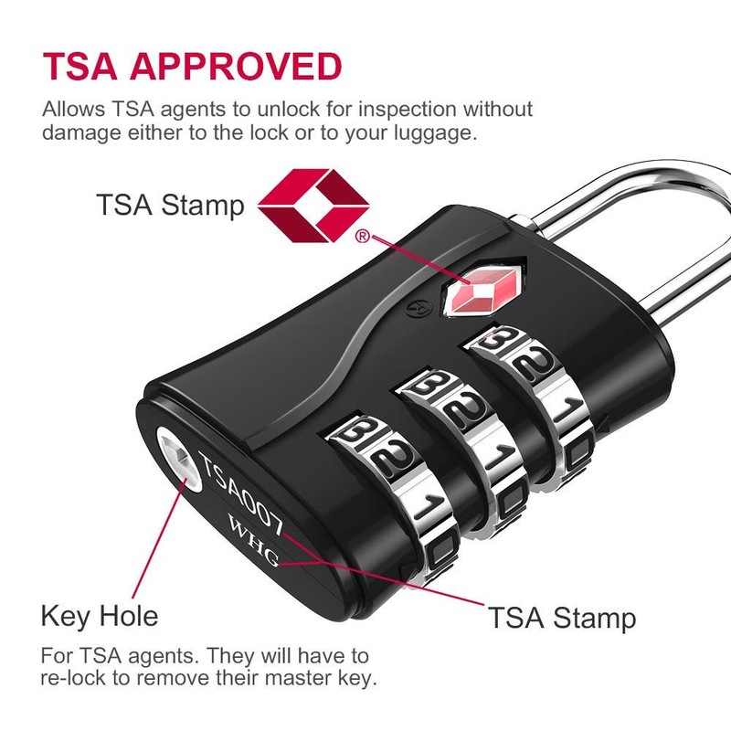 ZHEGE Suitcase Locks TSA Approved, 3 Digit Luggage Locks with