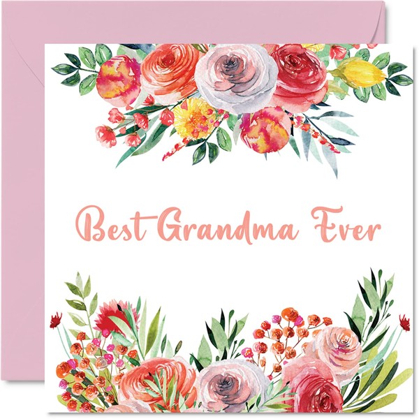 Birthday Cards for Grandma - Best Grandma Ever - Beautful Happy Birthday Card for Grandma from Granddaughter Grandson, Grandma Birthday Gifts, 5.7 Inch Mothers Day Greeting Cards for Gran Granny