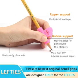 Firesara Left-Handed Training Grips, Original Butterfly Pencil Holder Correction Writing Aid Grip for Kids Handwriting Special Needs Preschoolers Children Adult Lefties Assorted Colors (4PCS)