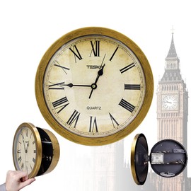 VIFERR Wall Clock Safe Plastic Secret Safe Wall Clock Vintage Decor Clock Distraction Safe with Hidden Compartment for Jewellery Cash Valuables