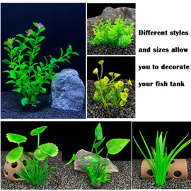 Vibury Fish Tank Aquatic Plants, 14 Pack Aquarium Plants Green Artificial Aquatic Plants, Fish Tank Decor, Aquarium Decor Plastic Plants