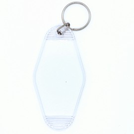 Nwsrayu 10pcs Blank Hotel Keychains Bulk Vintage Motel Keychain Vinyl HTV printing Keychains DIY Keychain tags (Clear)