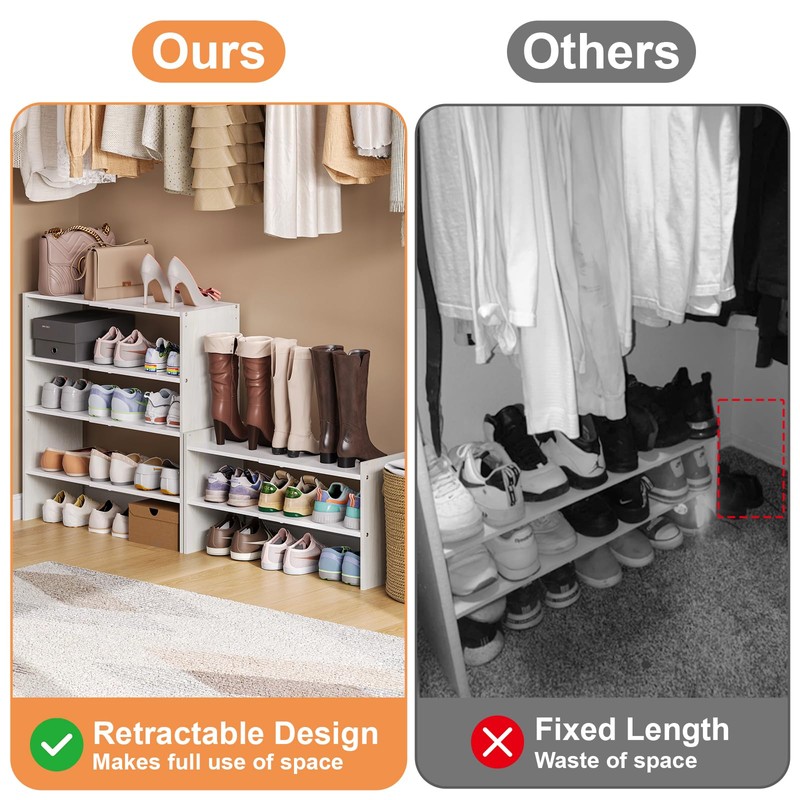 X-cosrack 2-Tier Shoe Rack Organizer for Closet, Expandable and Adjustable