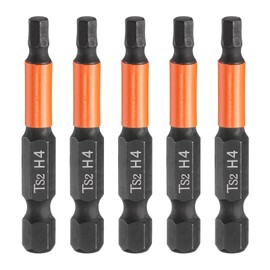 sourcing map 5pcs Hex Head Wrench Drill Bit 4mm(H4) Metric 1/4" Hex Shank 2"(50mm) Length S2 Steel Magnetic Impact Drivers Screwdriver Bit Hexagon Electric Drill Bits