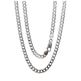 Treasure Bay Italian Silver Curb Chain for Men and Women 6.2mm Solid 925 Sterling Silver Curb Chain (52)