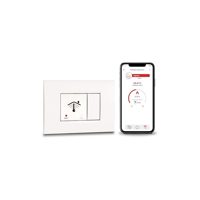 VEMER VE796000 OIKOS WiFi Flush-Mounted Thermostat with 2 Modules, Smart